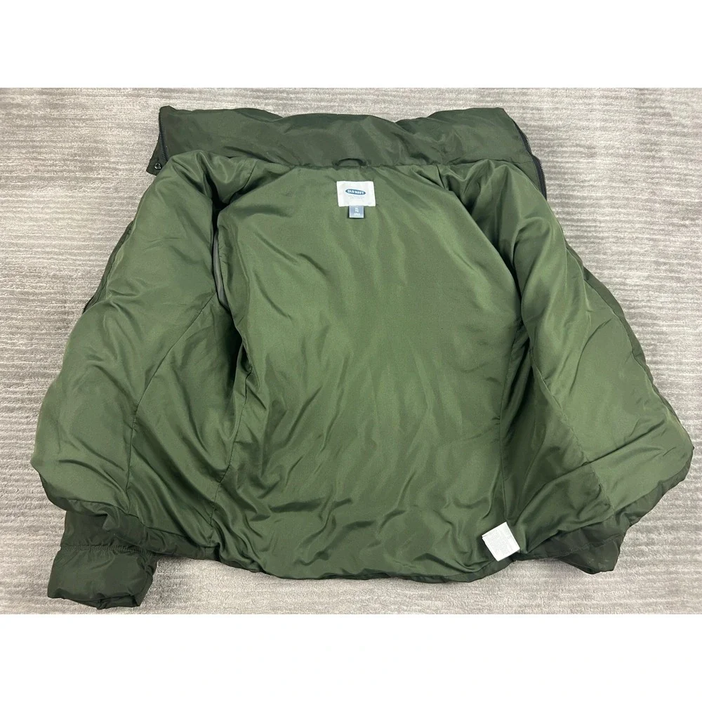 Old Navy‎ Puffer Jacket Womens L Olive Green Faux Fur Hood Quilted Winter Coat